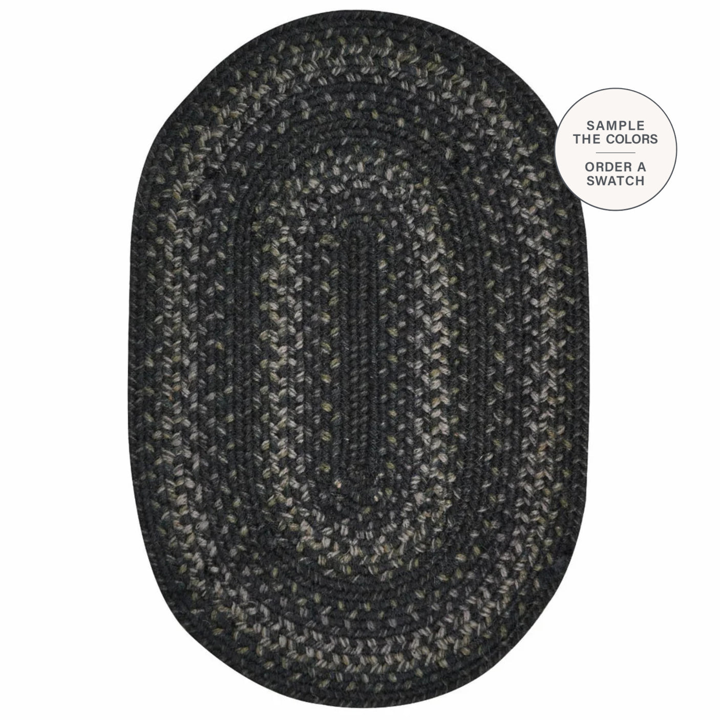 Jet Black Oval Jute Braided Rugs