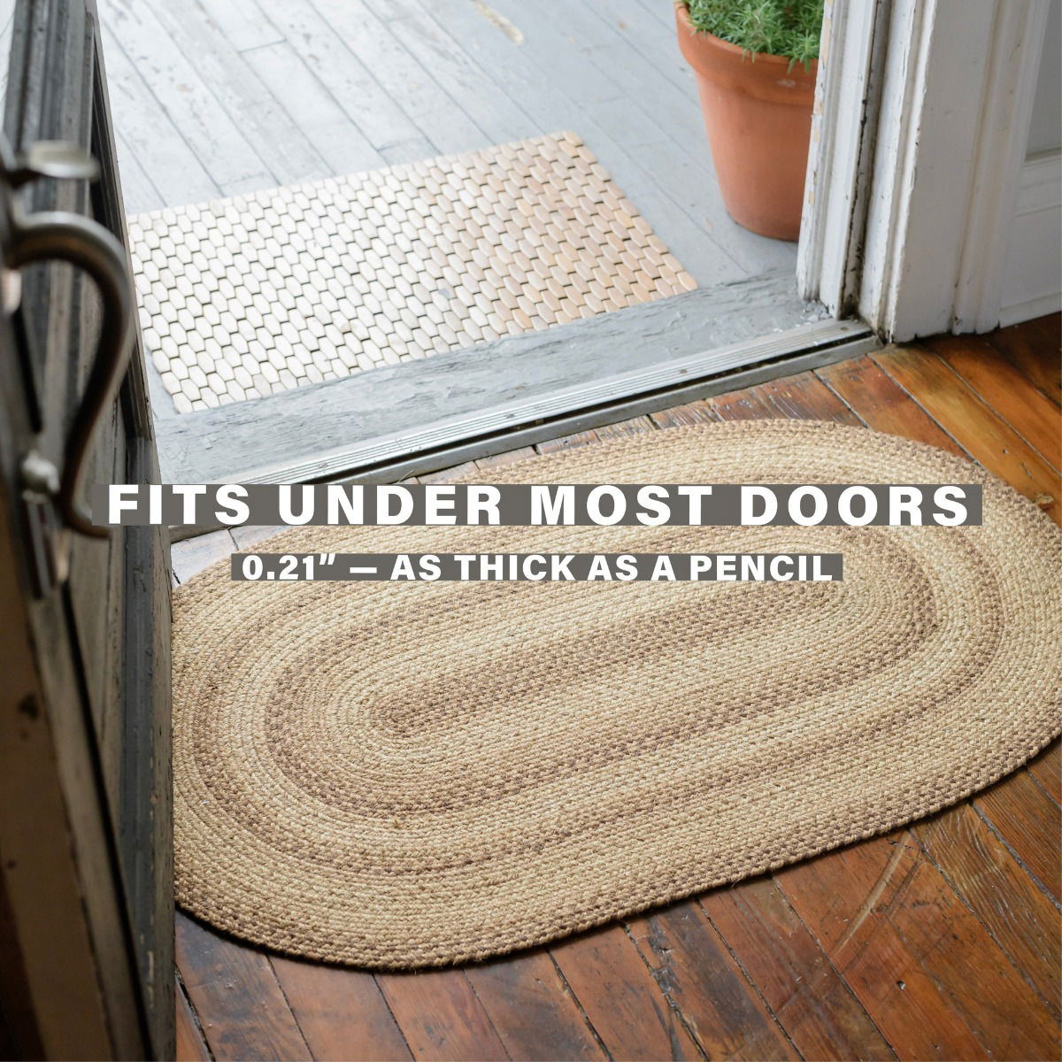 Cookie Dough Brown Rectangular Jute Braided Rug for Entryways