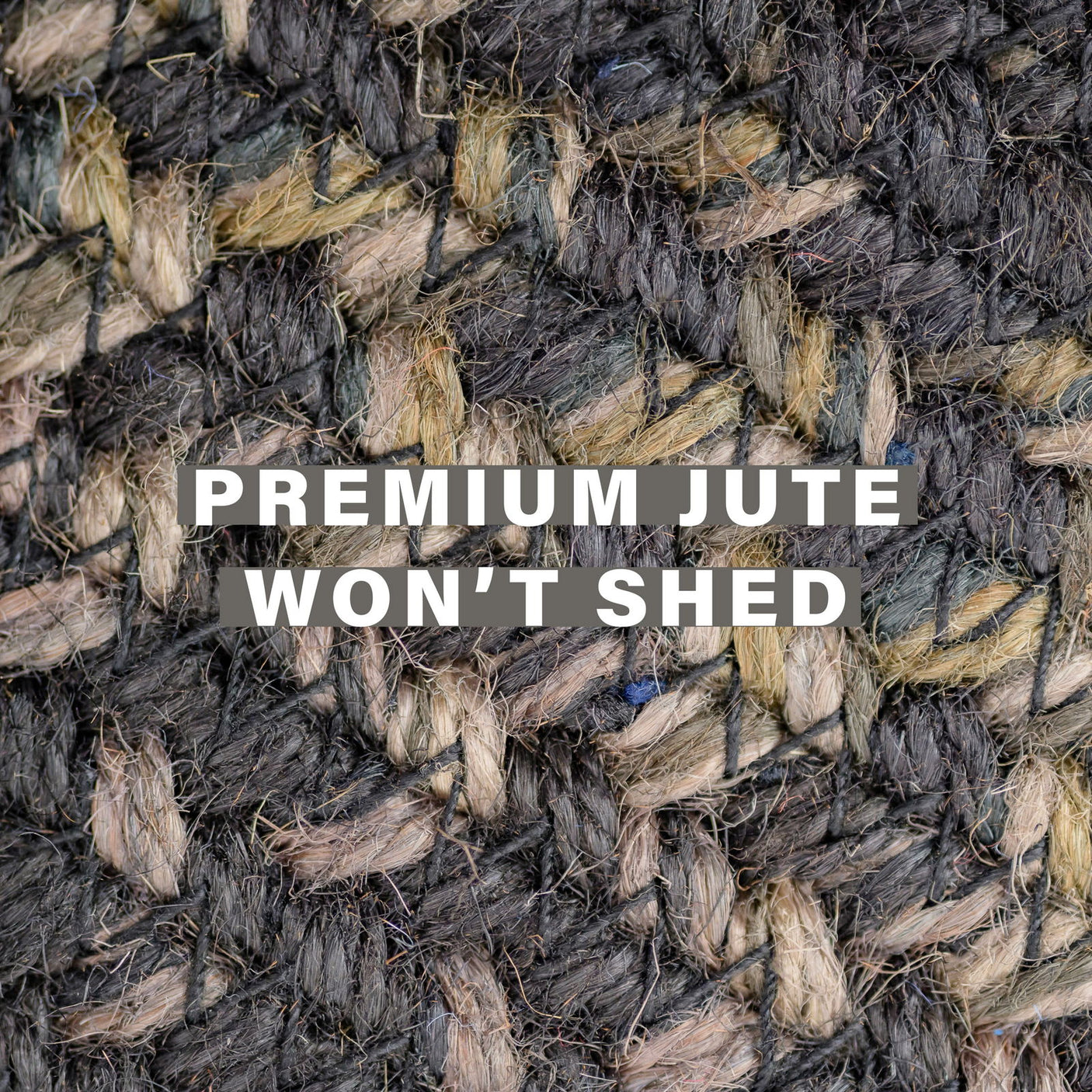 Jet Black Jute Braided Area Rug for indoor/outdoor use, perfect for entryways, kitchens, living rooms, bedrooms, and pets.