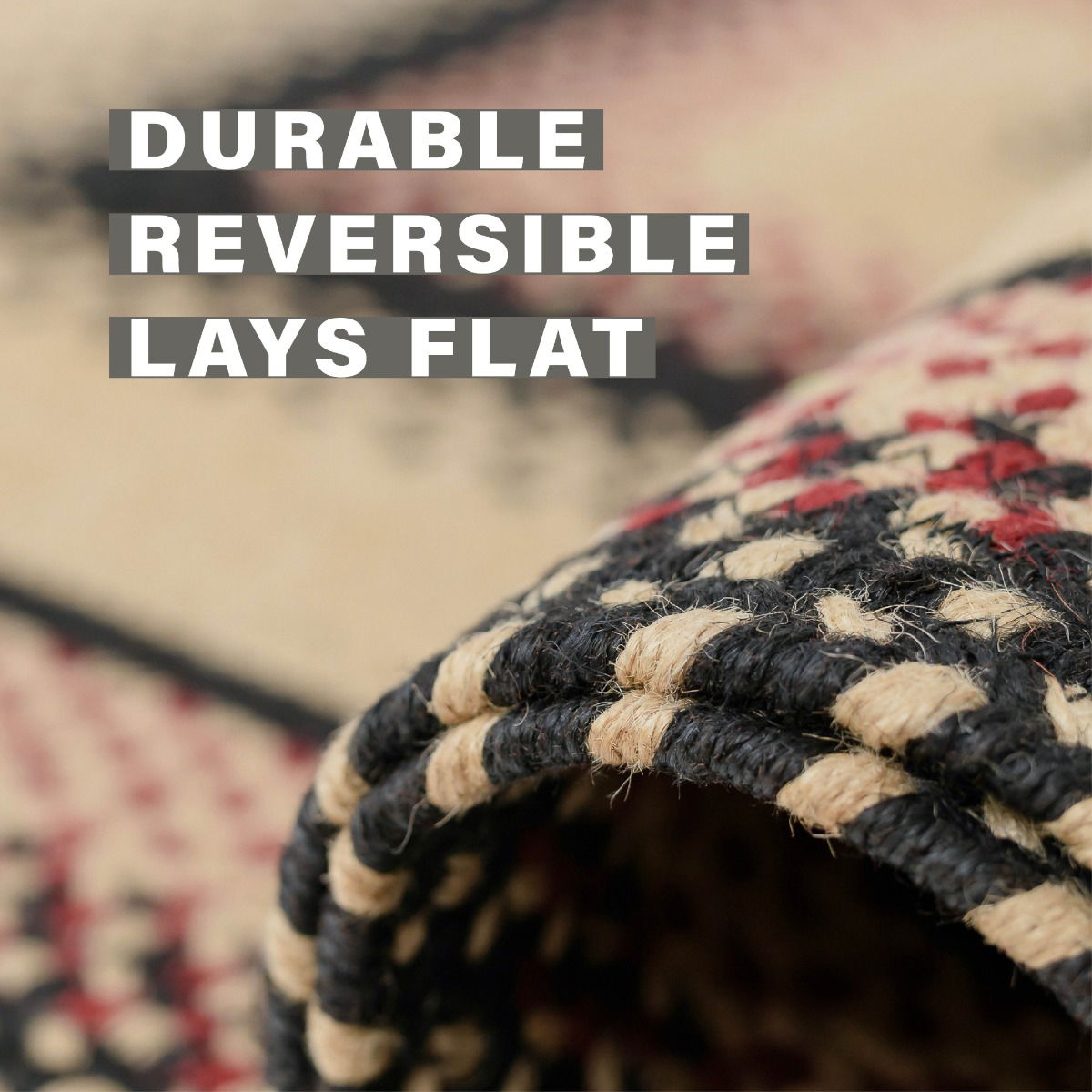 Gloucester Black Jute Braided Rectangular Rugs for pets for flat surface