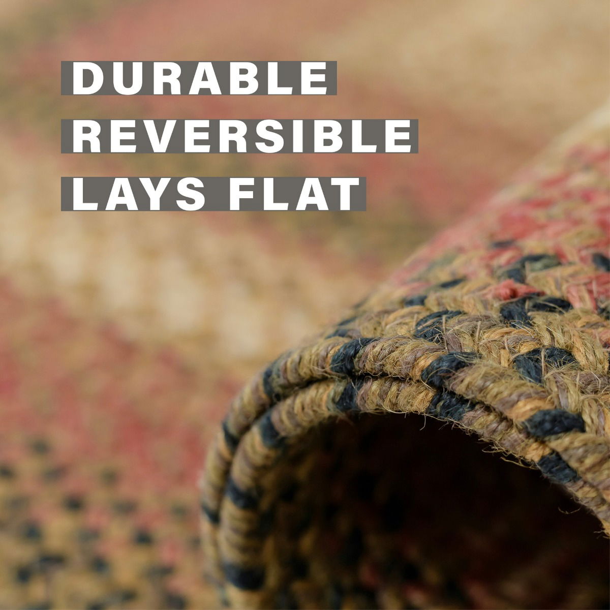 Beige Jute Braided Oval Rugs for Flat Surface