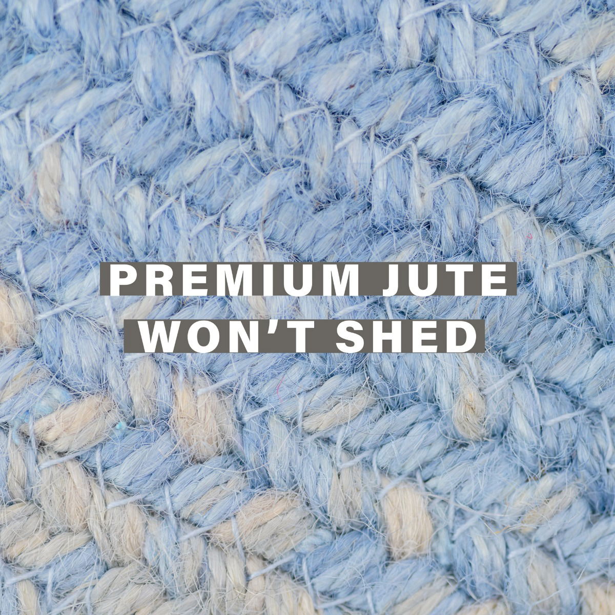 Sky Blue Jute Oval Braided Rugs for indoor/outdoor use, perfect for entryways, kitchens, living rooms, bedrooms, and pets.