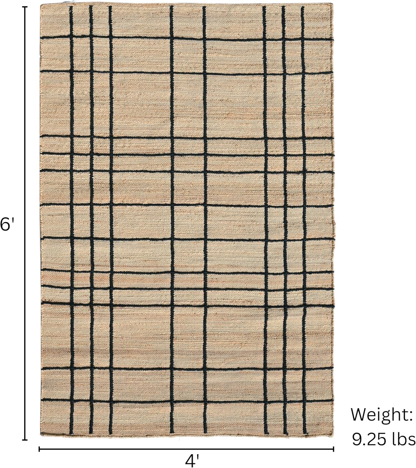 Nell Window Pane Premium Jute Rug With Backing