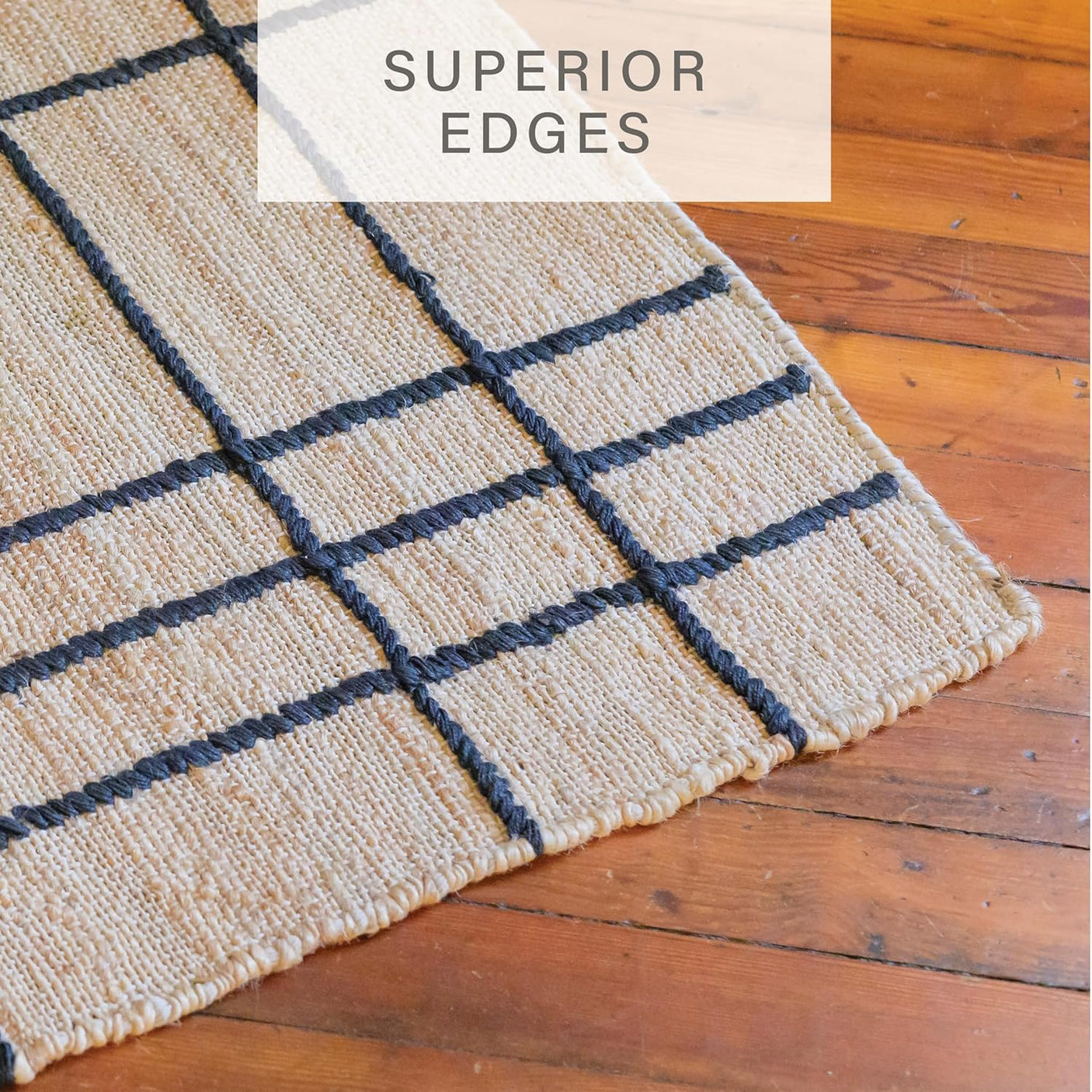 Nell Window Pane Premium Jute Rug With Backing