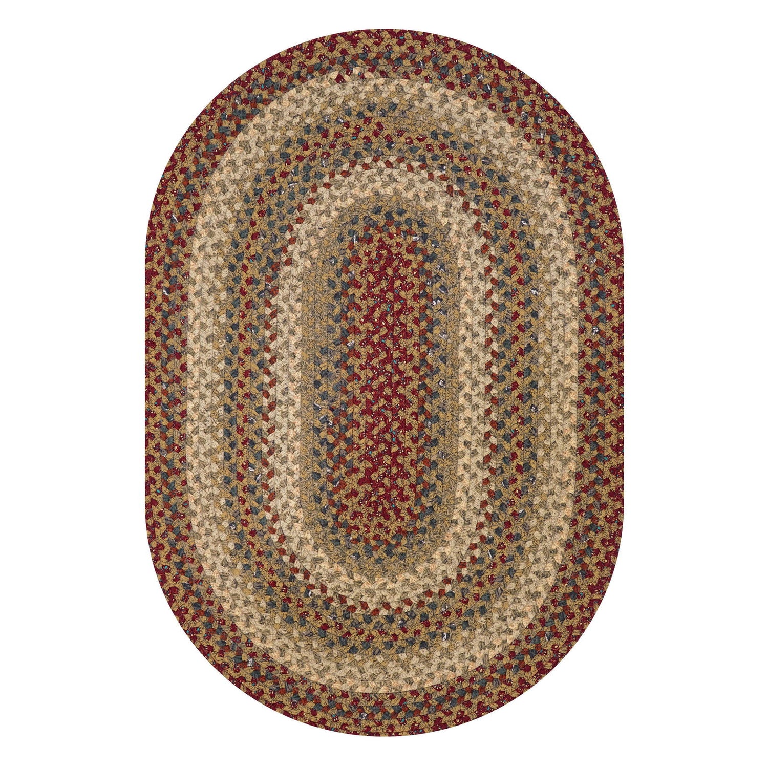 Pumpkin Pie Red-Green-Brown Oval Cotton Braided Rug single image