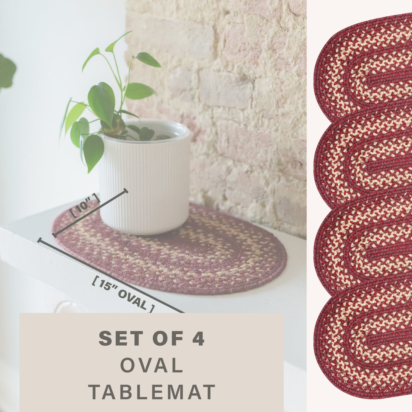 Autumn Maple Burgundy Jute Braided Accessories