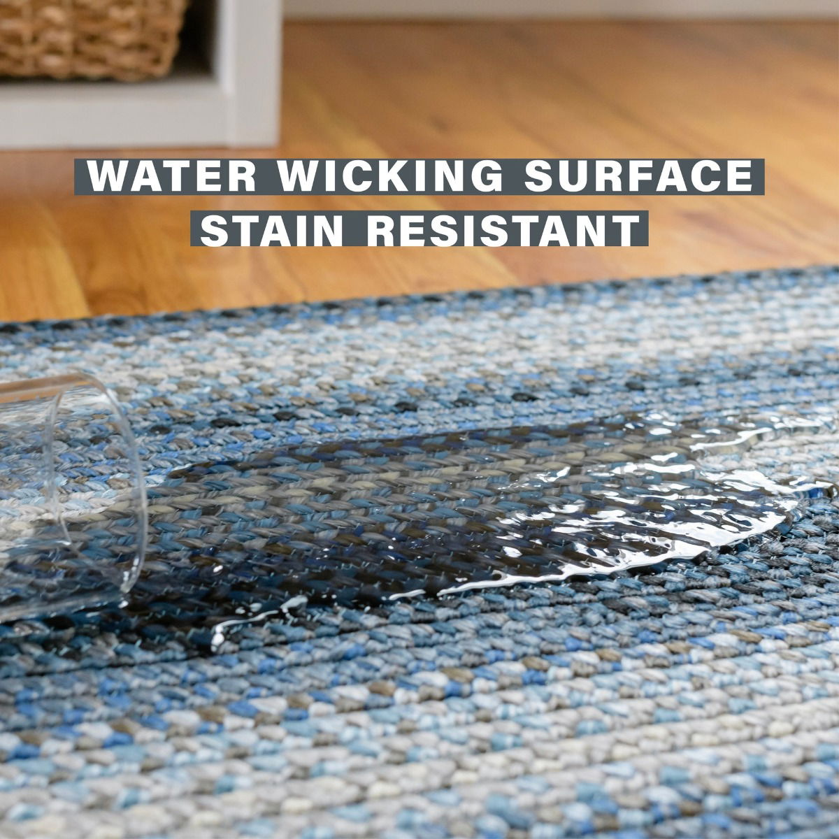 Best Stain Resistant Juniper Blue Ultra Durable Braided Rug