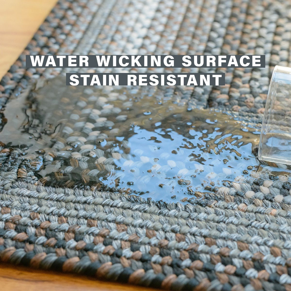 Stain Resistant Brown - Grey Braided Rectangular Rug