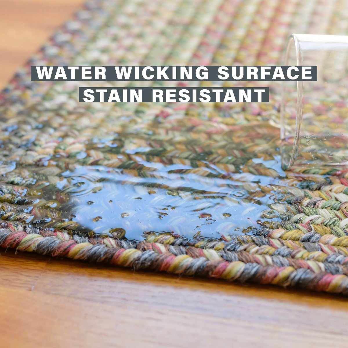 Best Stain Resistant Beige-Red-Green Rectangular UD Braided Rug