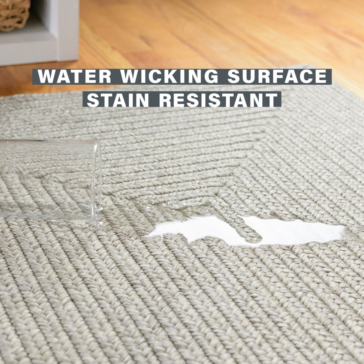 Best Stain Resistant Slate Light Grey Rectangular UD Braided Rug