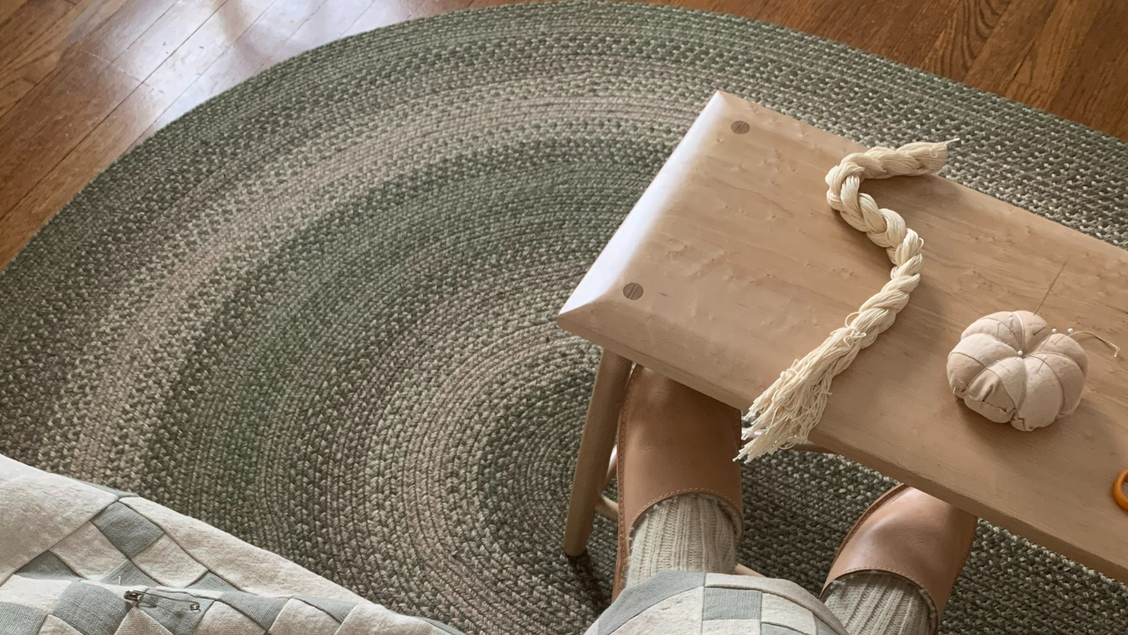 How to Style a Braided Rug in a Rustic Living Room