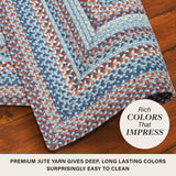 Cape Cod Blue Braided Jute Area Rug for Coastal Country Decor