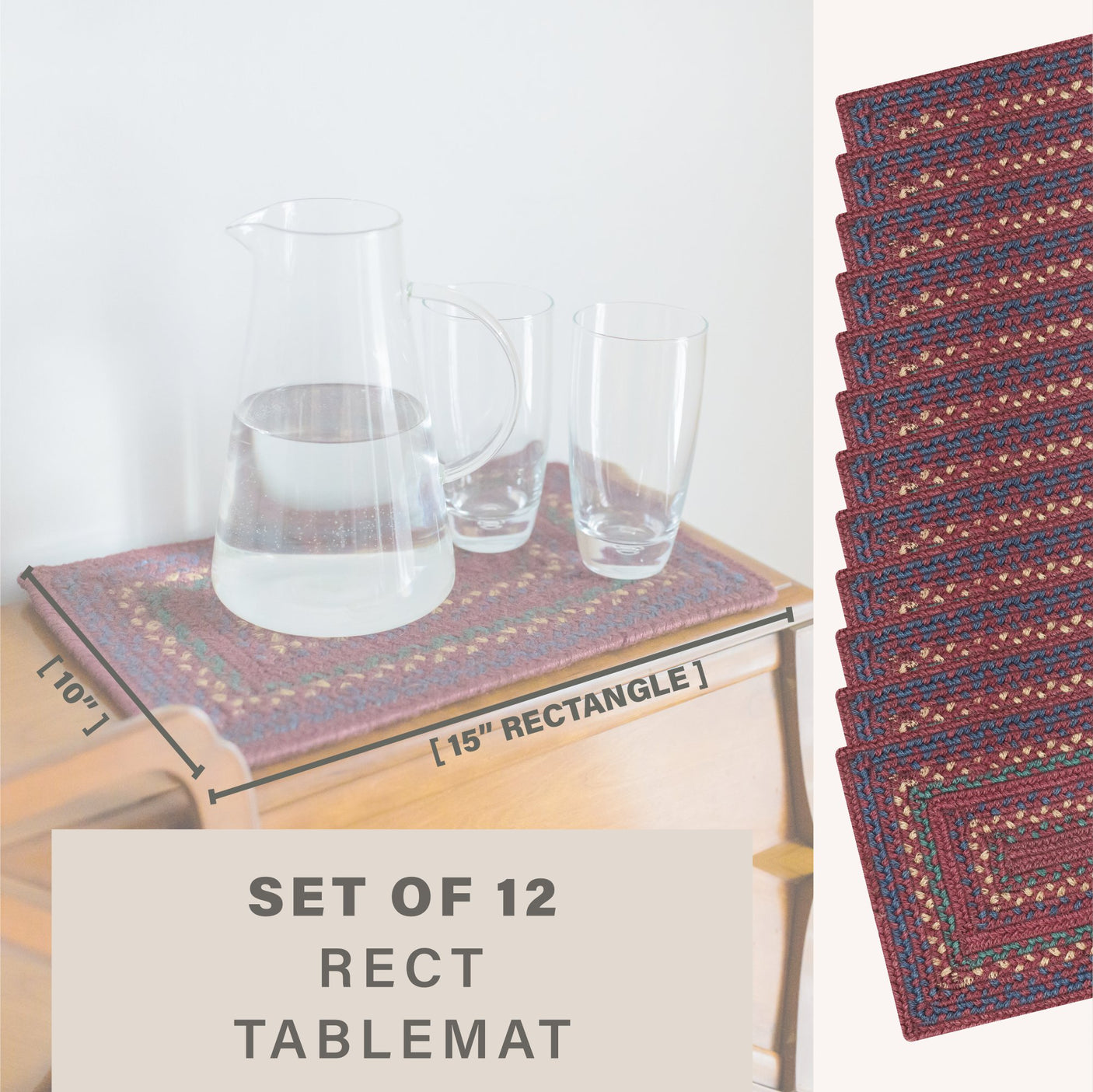 Jamestown Burgundy Jute Braided Accessories