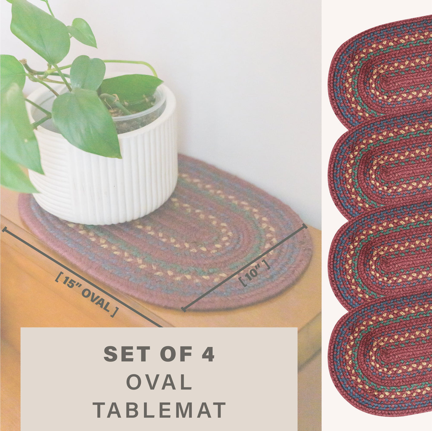 Jamestown Burgundy Jute Braided Accessories
