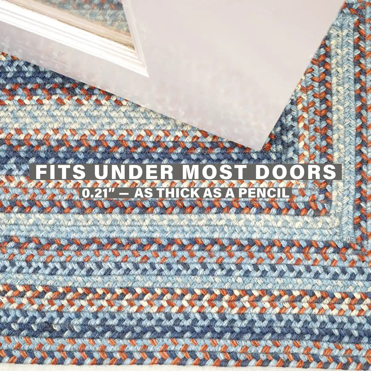 Cape Cod Blue Braided Jute Area Rug for Coastal Country Decor