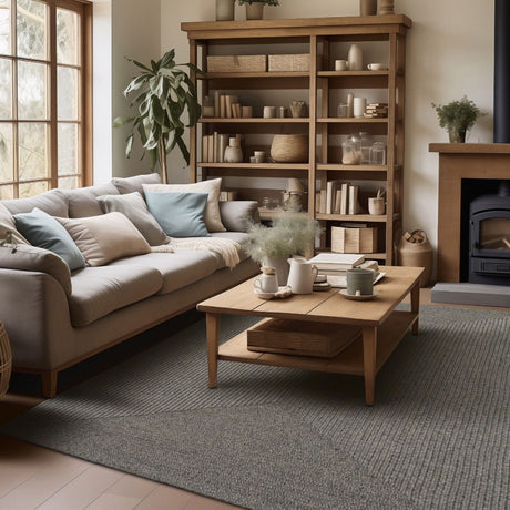 Smoke Grey Braided Rectangular Rugs