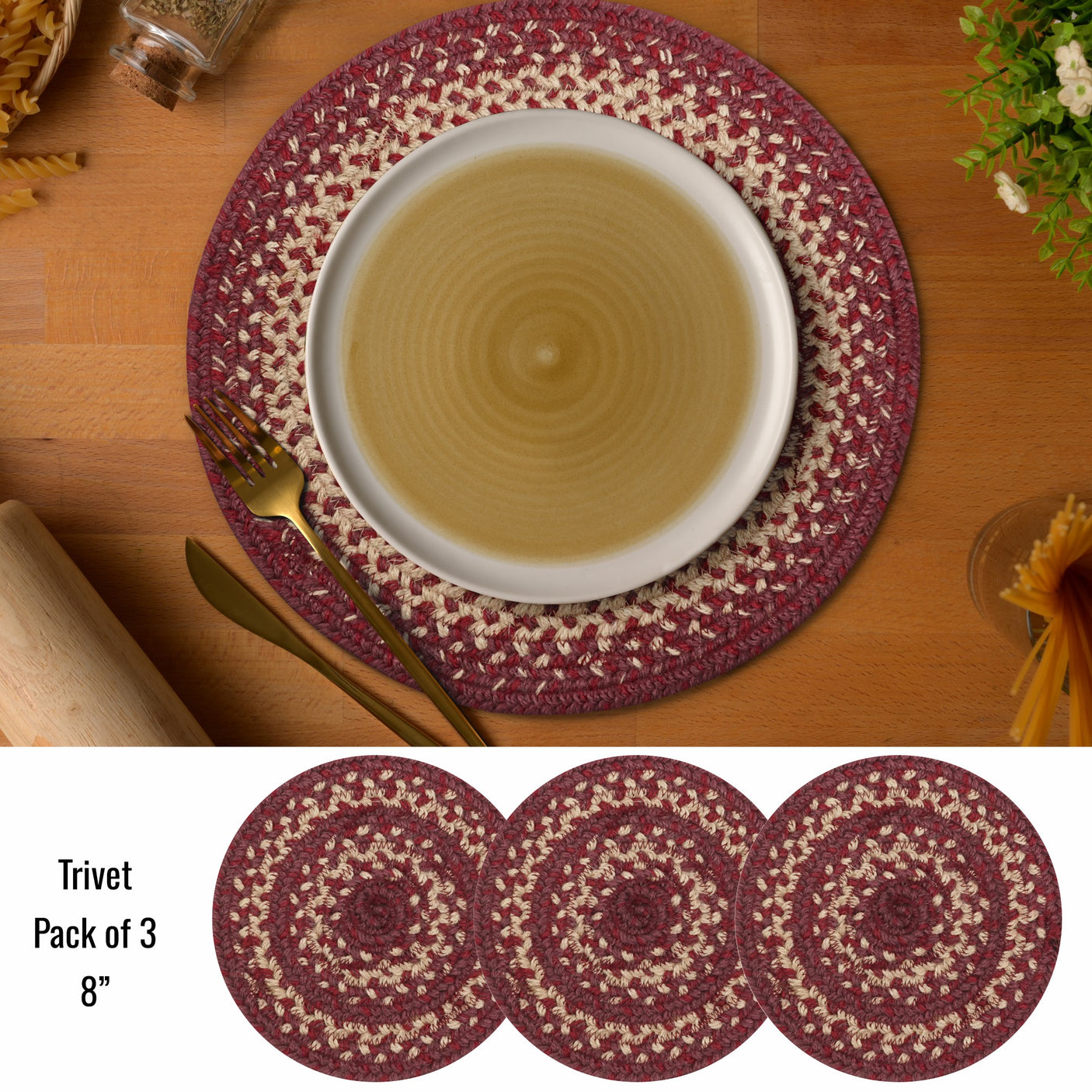 Autumn Maple Burgundy Jute Braided Accessories