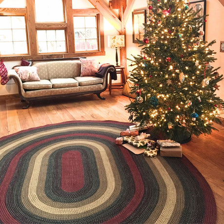 Highland Burgundy  Jute Braided Rugs Oval