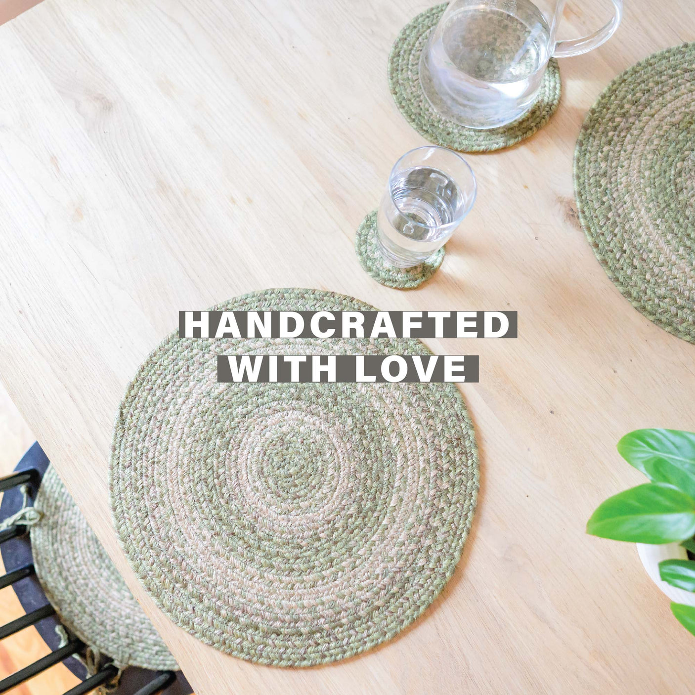 Grassland Green Jute Braided Accessories