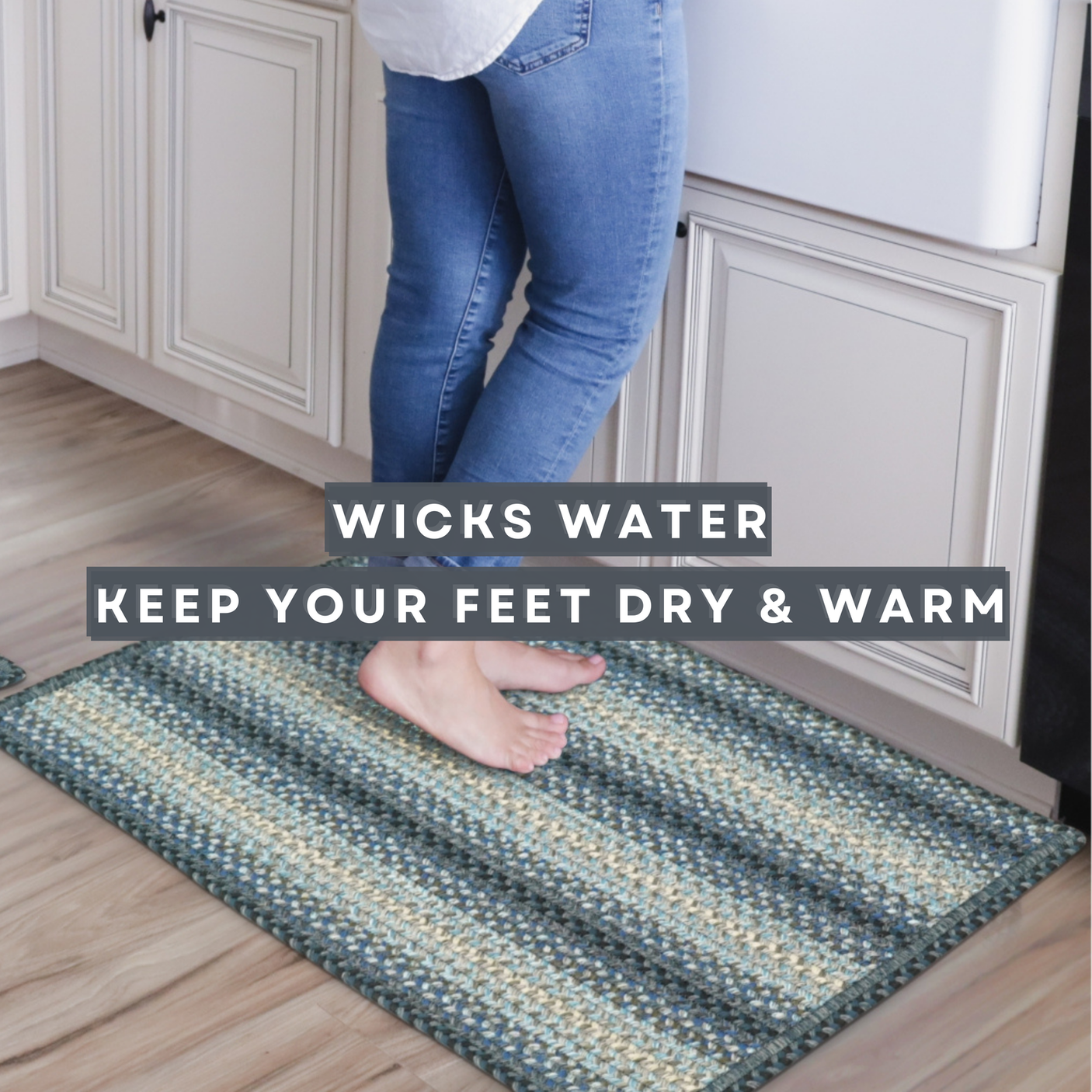 Non Slip, Waterproof Rug - Blue Oasis - Entryway, Kitchen, Bathroom