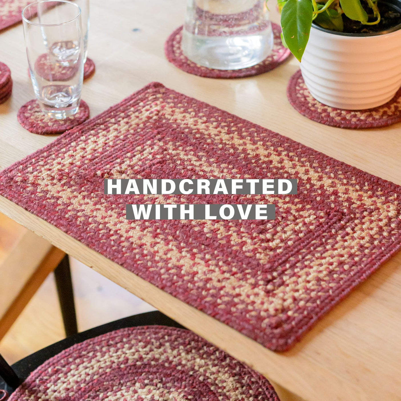 Autumn Maple Burgundy Jute Braided Accessories