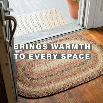 Gingerbread Brown-Red-Black Rectangular Jute Braided Rugs