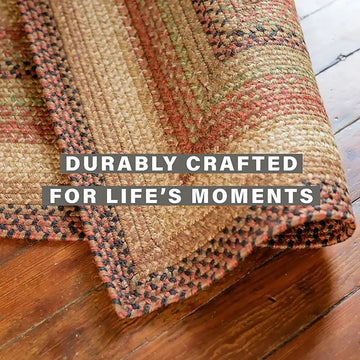 Gingerbread Brown-Red-Black Rectangular Jute Braided Rugs