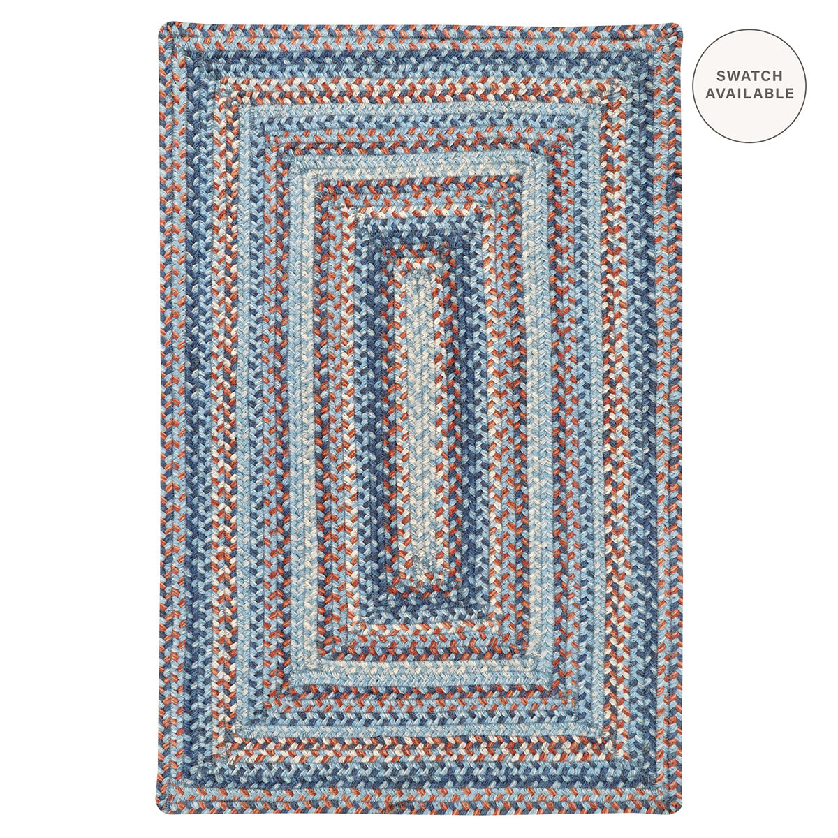 Cape Cod Blue Braided Jute Area Rug for Coastal Country Decor