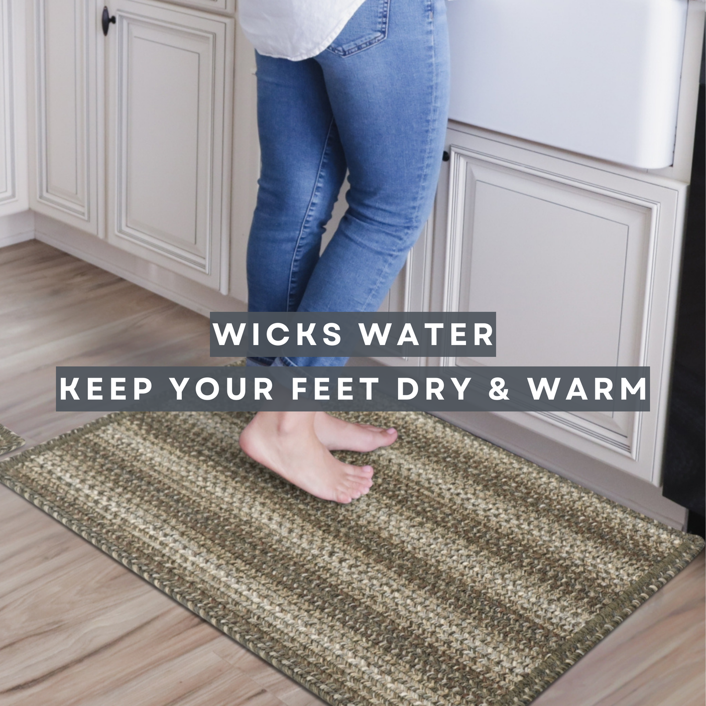 Non Slip, Waterproof Rug - Chicory - Entryway, Kitchen, Bathroom
