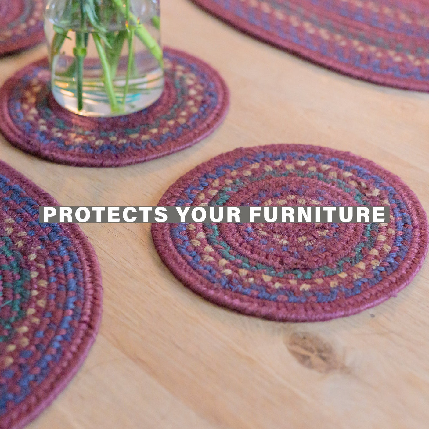 Jamestown Burgundy Jute Braided Accessories