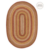 Amber Leaf Brick Red Jute Braided Oval Rug for Rustic Decor