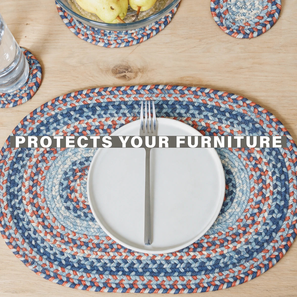 Cape Cod Blue Jute Braided Accessories