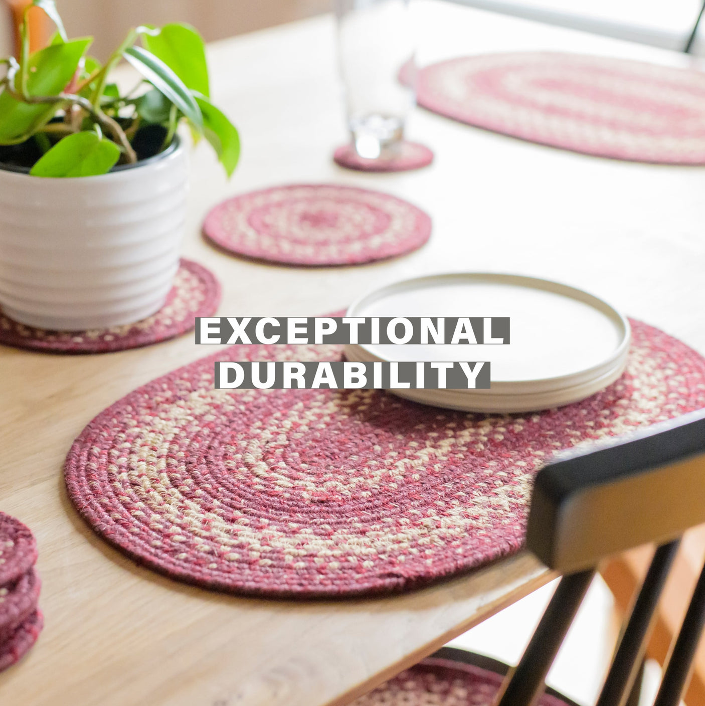 Autumn Maple Burgundy Jute Braided Accessories