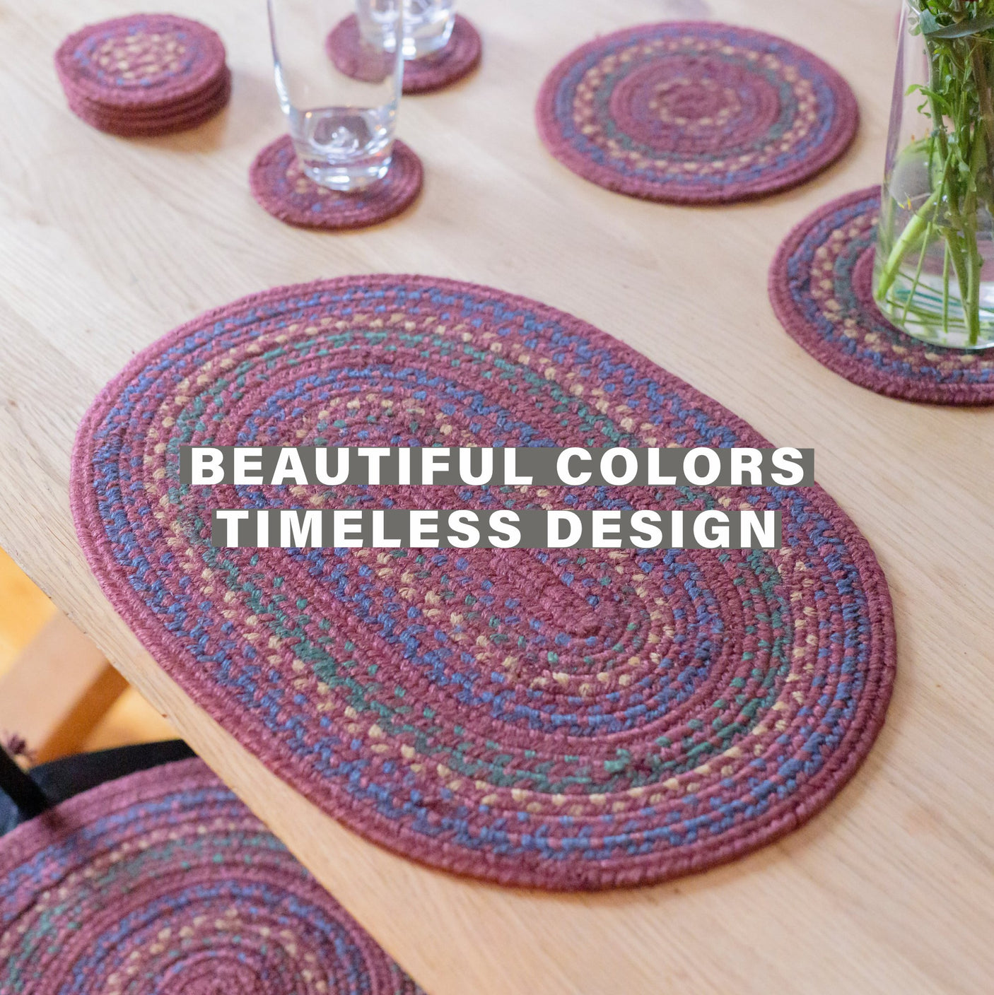 Jamestown Burgundy Jute Braided Accessories