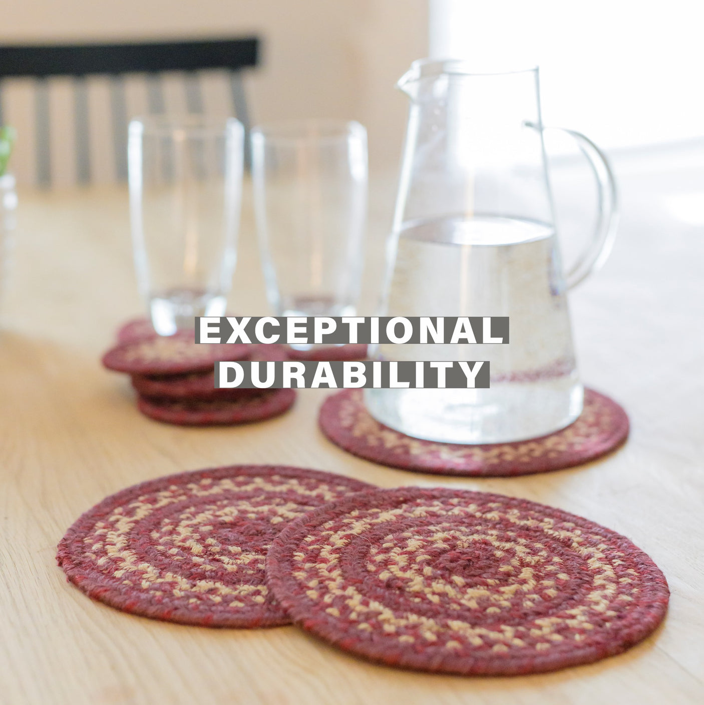 Autumn Maple Burgundy Jute Braided Accessories
