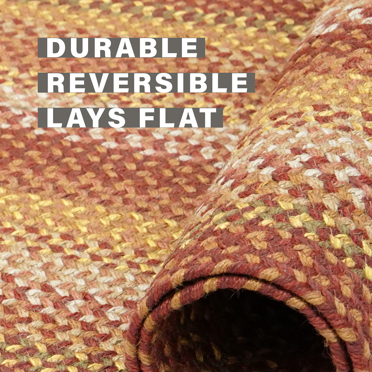 Amber Leaf Brick Red Jute Braided Oval Rug for Rustic Decor