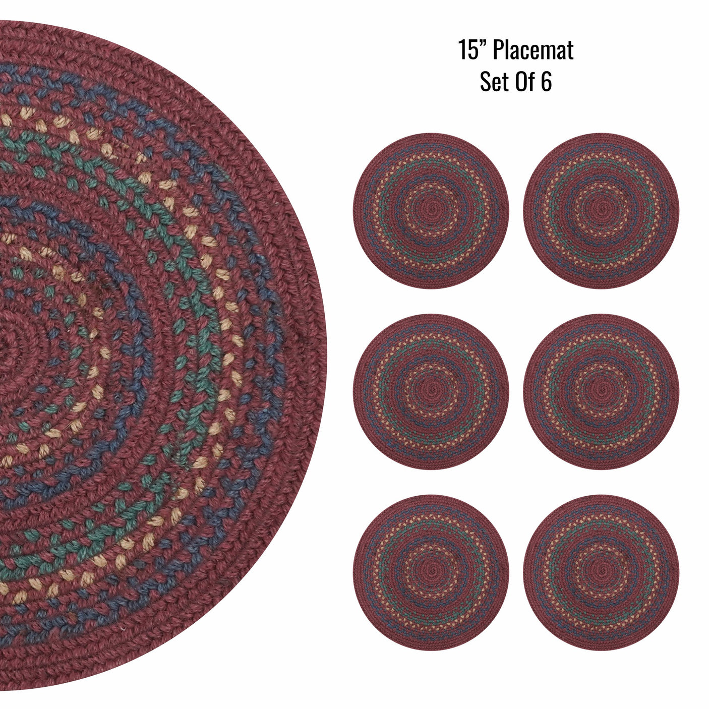 Jamestown Burgundy Jute Braided Accessories