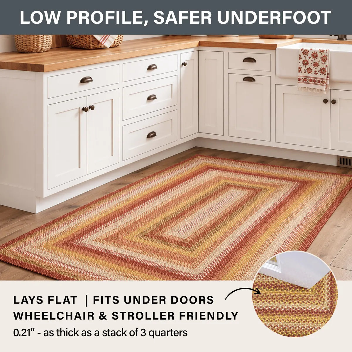 Amber Leaf Brick Red Braided Jute Rugs for Country Decor