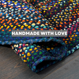 Bohemian Blue Polyester Braided Rectangular Rugs