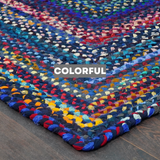 Bohemian Blue Polyester Braided Rectangular Rugs