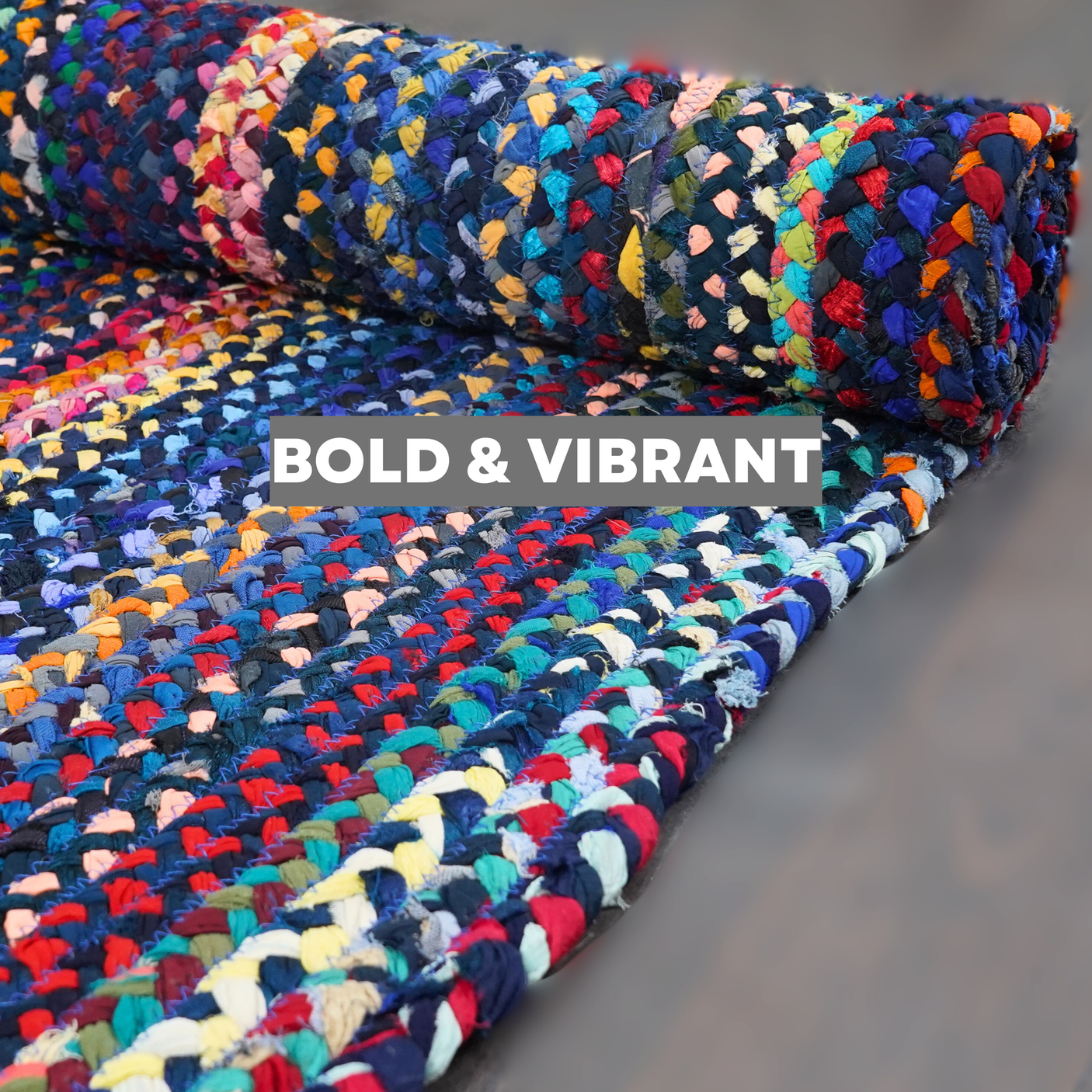 Bohemian Blue Polyester Braided Rectangular Rugs