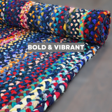 Bohemian Blue Polyester Braided Rectangular Rugs