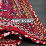Bohemian Red Polyester Braided Rectangular Rugs