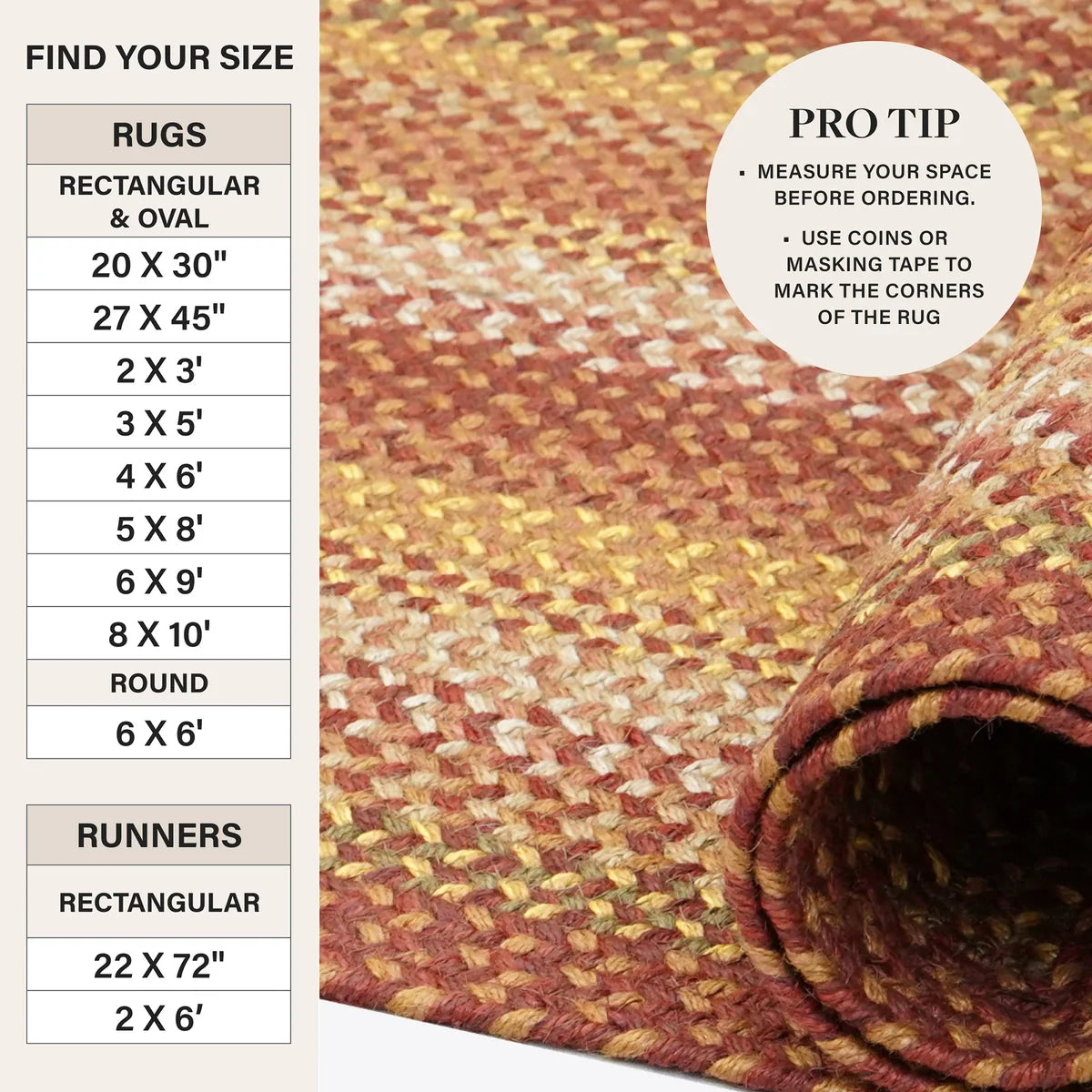 Amber Leaf Brick Red Braided Jute Rugs for Country Decor