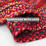 Bohemian Red Polyester Braided Rectangular Rugs