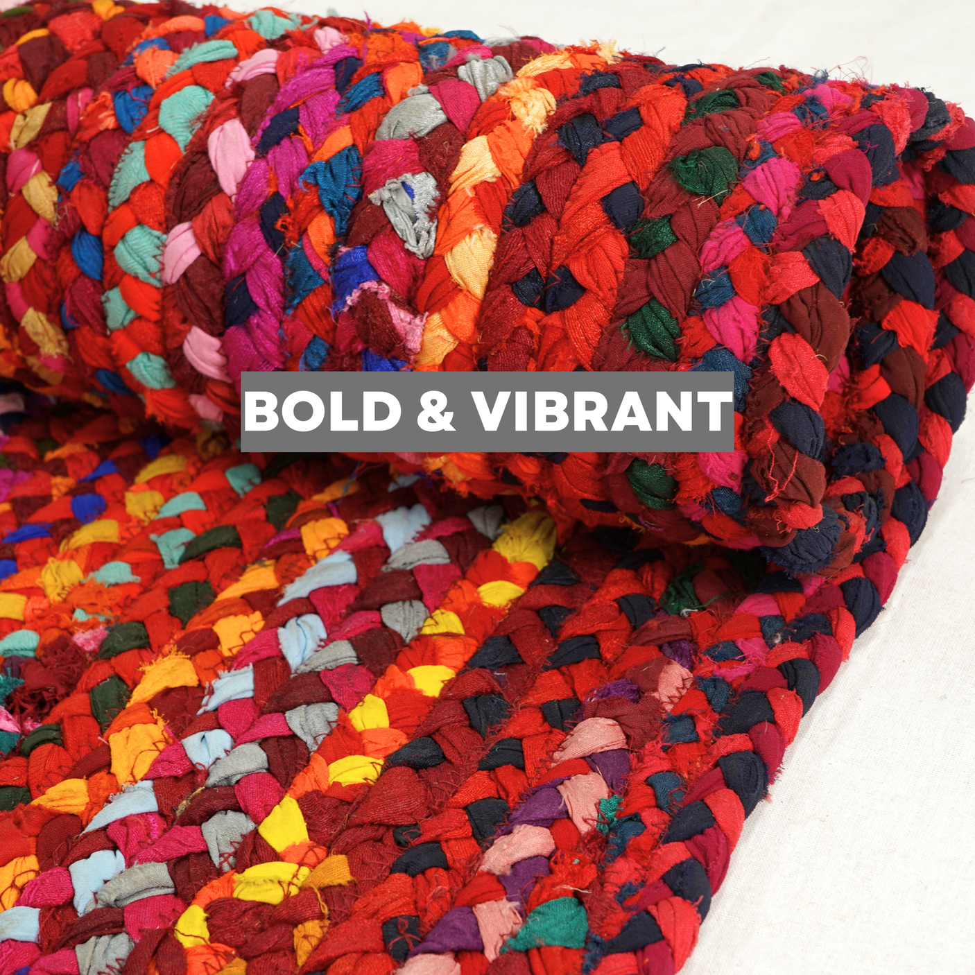 Bohemian Red Polyester Braided Rectangular Rugs