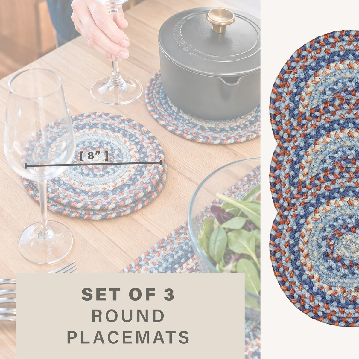 Cape Cod Blue Jute Braided Accessories