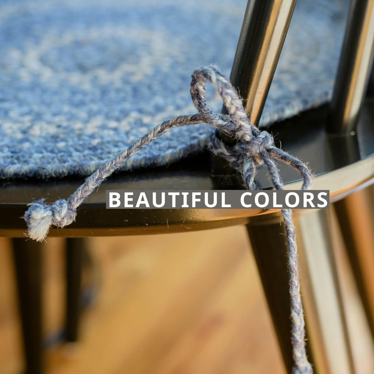 Denim Blue Jute Braided Chairpad