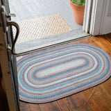 Cape Cod Blue Braided Jute Area Rug for Coastal Country Decor