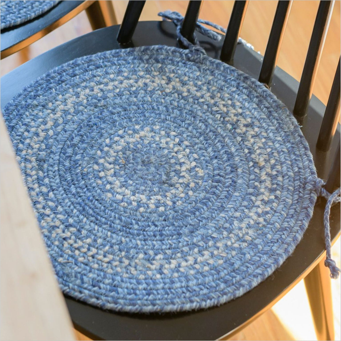 Denim Blue Jute Braided Chairpad